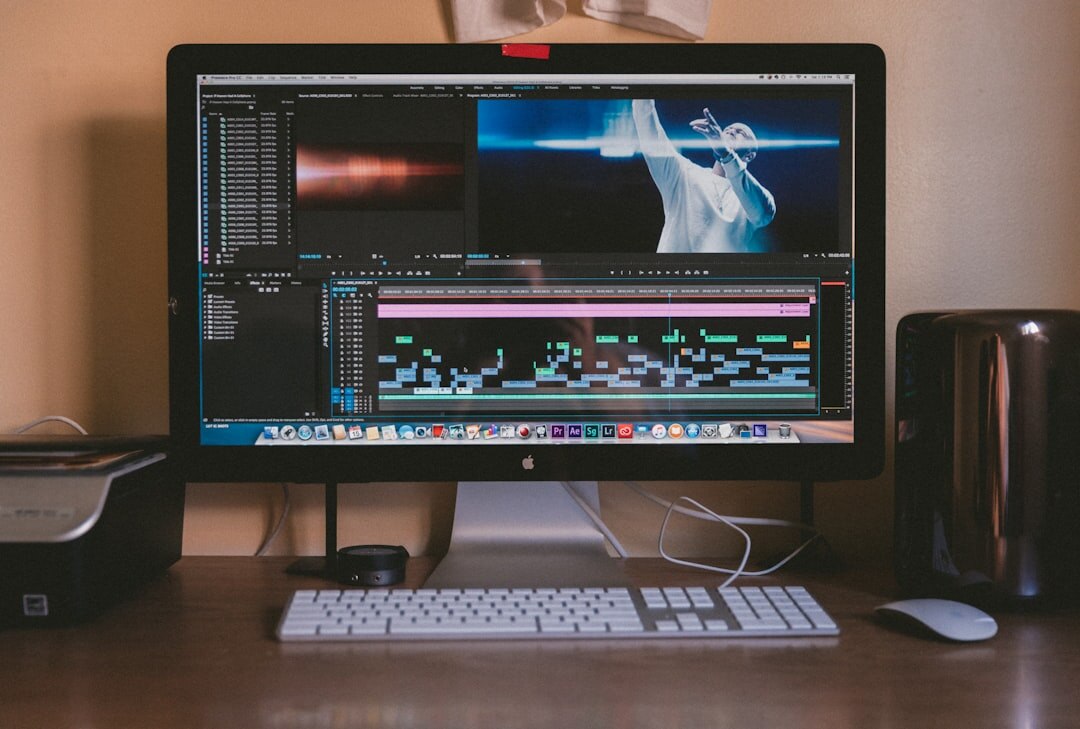 video editor at desk