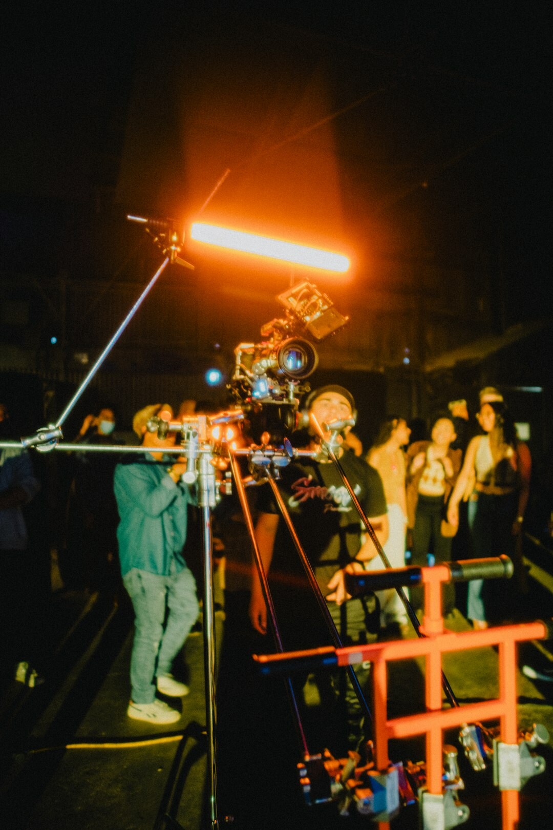 nighttime filming setup